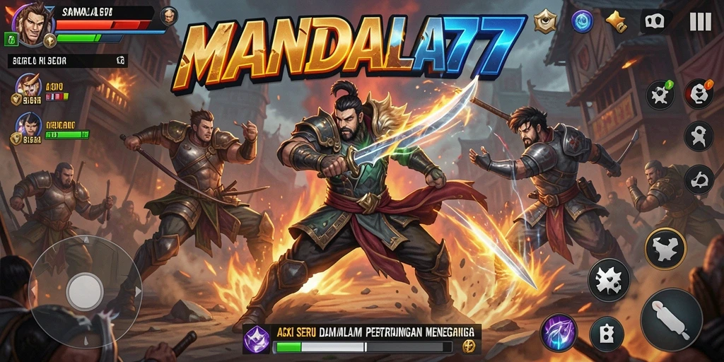 Tampilan intens dan aksi seru dalam gameplay MANDALA77.