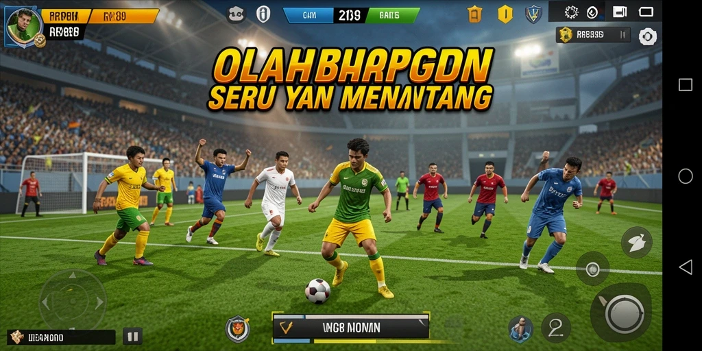 Screenshot utama yang menampilkan aksi seru dalam pertandingan olahraga.