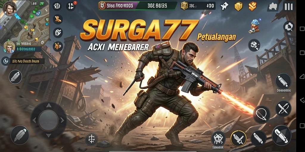 Tampilan gameplay SURGA77 dengan pertempuran yang mendebarkan.