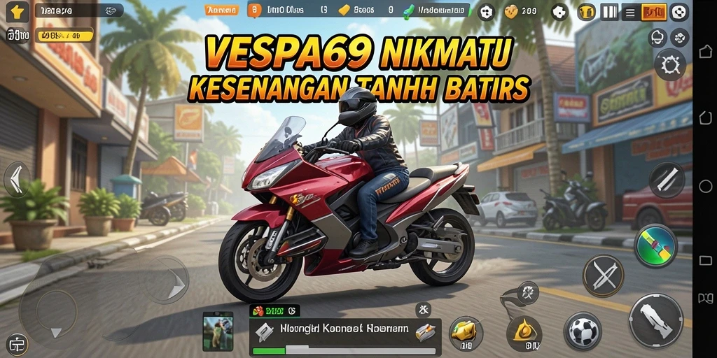 Tampilan gameplay VESPA69 yang ceria dan menantang.