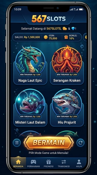 Menu navigasi yang sederhana di dalam aplikasi 567slots untuk kemudahan akses.